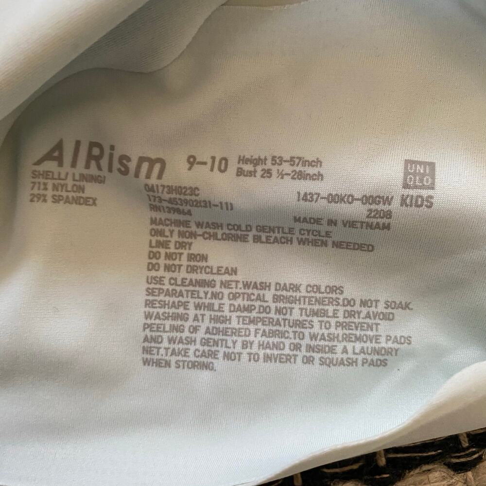 🌿Uniqlo Girls 2P Airism Nylon Spandex Stretch Padded Training Bra 9/12Y - Picture 4 of 4